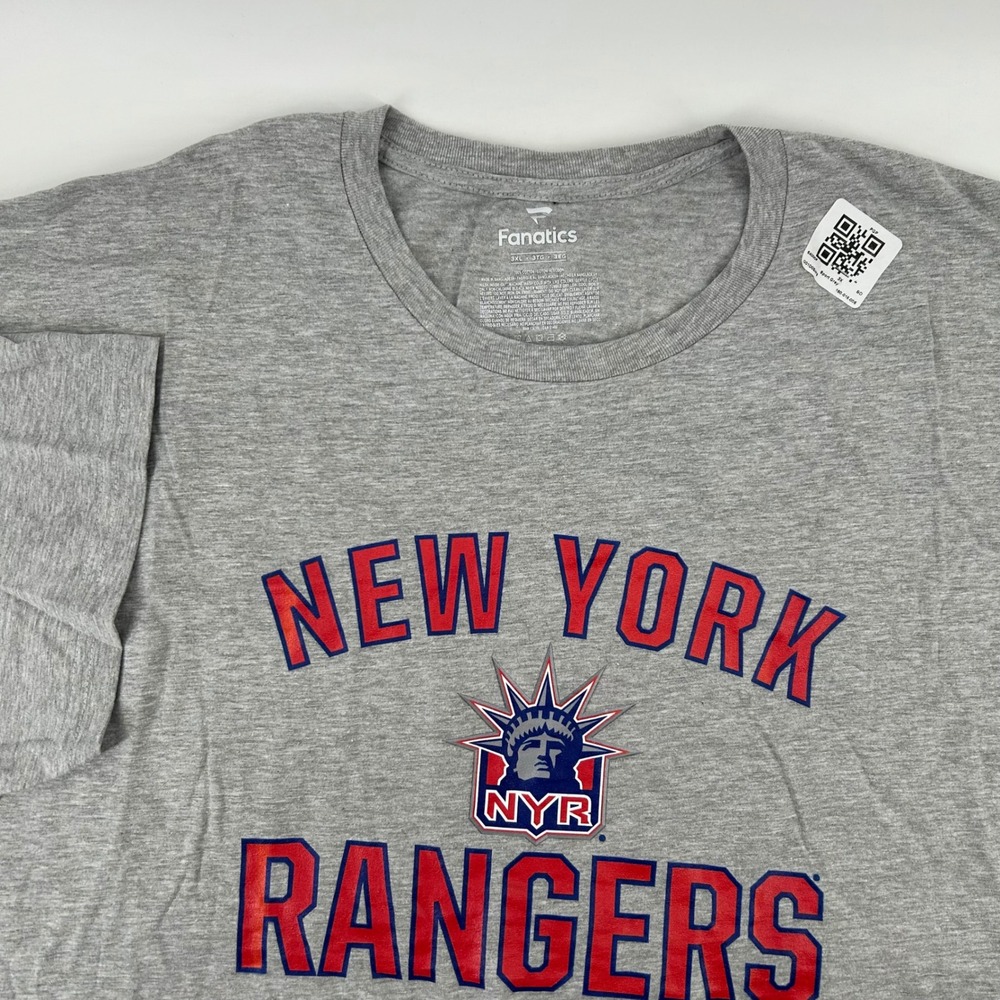 Fanatics New York Rangers T-Shirt Mens 3XL Gray NHL Hockey Statue Liberty Logo